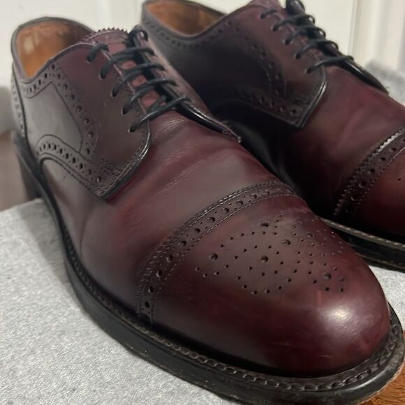 🔥🔥 ALLEN EDMONDS Lexington Burgundy Ox Blood Cap-Toe Oxford Shoes Sz 9.5C -EUC - Picture 5 of 12